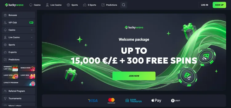 LuckyWave casino welcome package of up to 15,000 €/£ plus 300 free spins LuckyWave casino welcome package of up to 15,000 €/£ plus 300 free spins